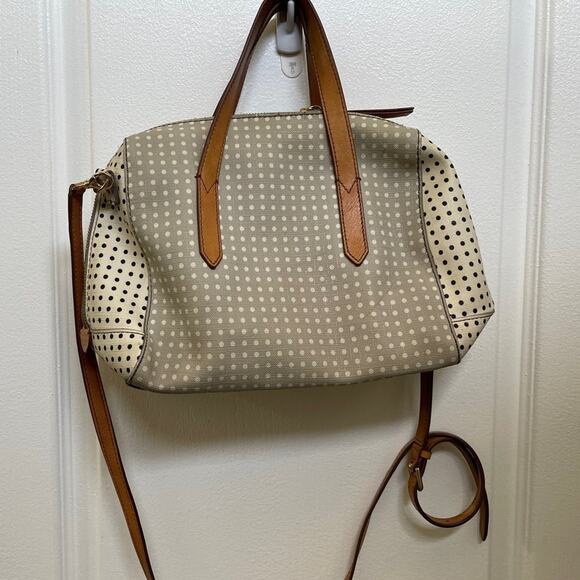 Fossil handbag gray and white dotted canvas - Picture 1 of 12